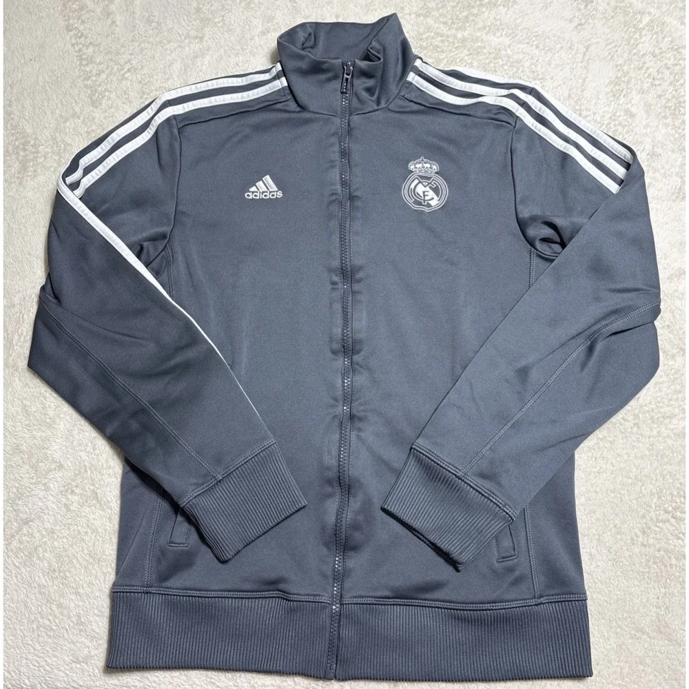 Adidas Real Madrid Track Jacket Small 2013-14 Full Zip Soccer Gray Mens